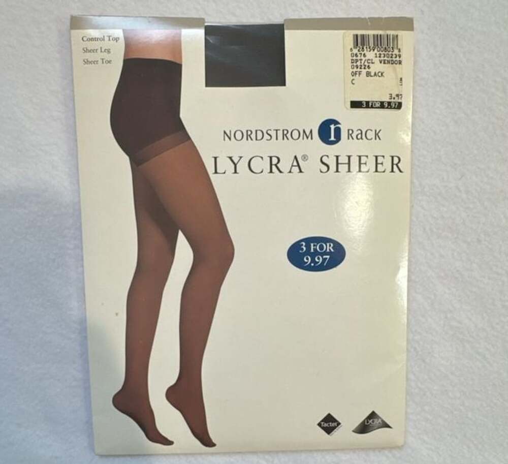 Vntg Y2K Nordstrom Rack Lycra Sheer Pantyhose Size C Off Black Control Top NOS